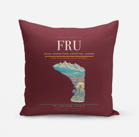 Thumbnail for Manas International Airport (FRU) design on dark red pillow