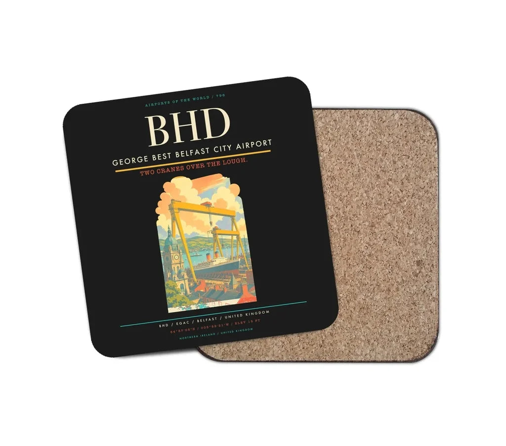 George Best Belfast City Airport BHD Coaster 1-Piece - Black