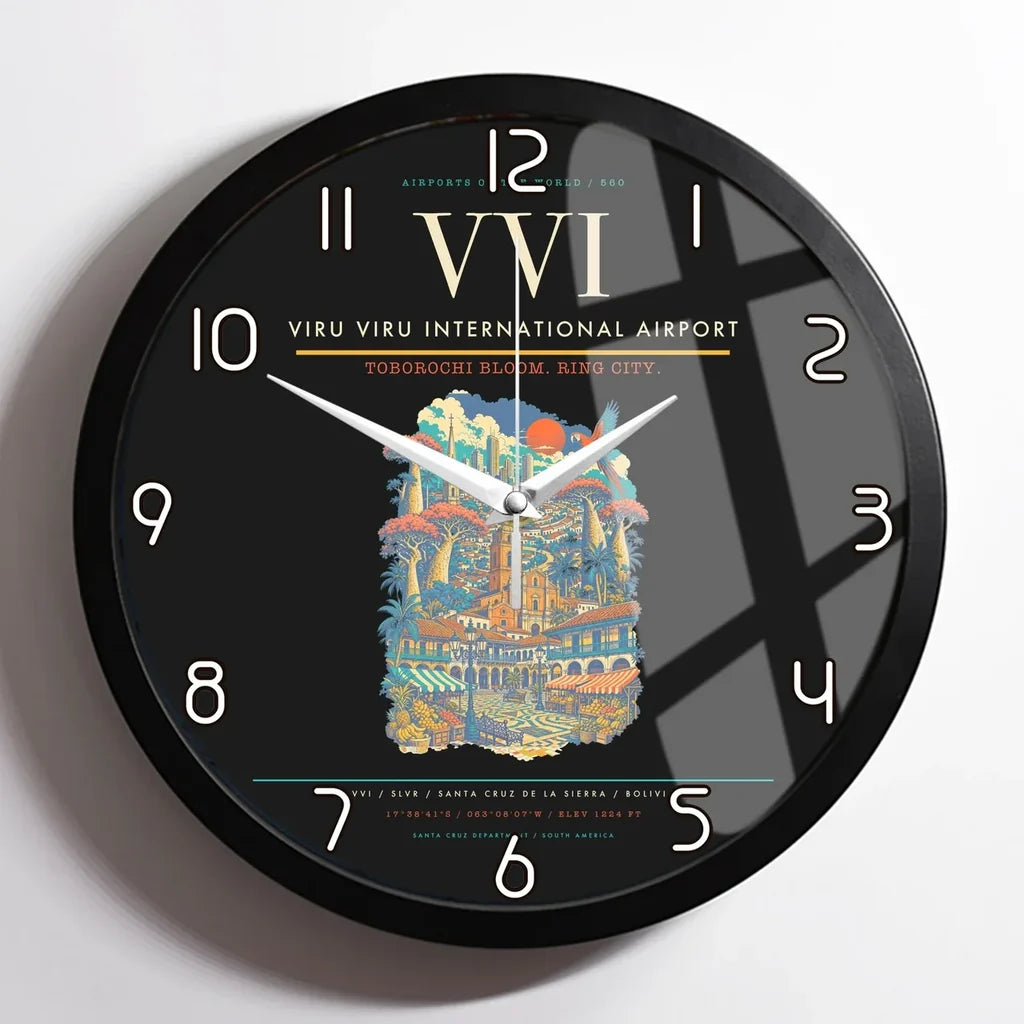 Viru Viru International Airport VVI Wall-Clock Framed - Black