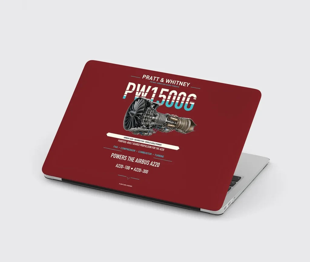 PW1500G design on dark red MacBook case