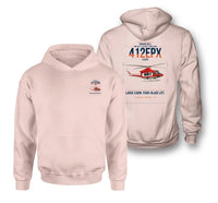 Thumbnail for SUBARU Bell 412EPX design on pink double-side hoodie, double-side print