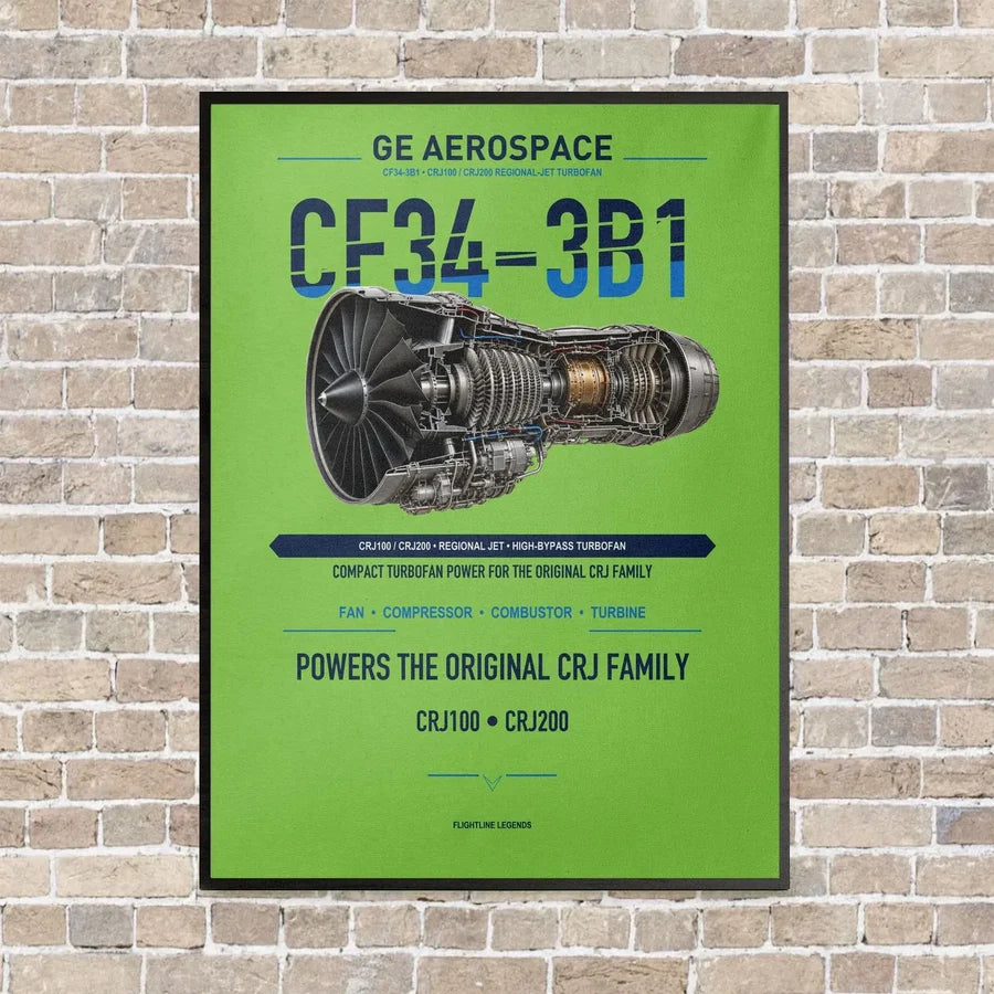 CF34-3B1 vertical canvas print - framed - light green background