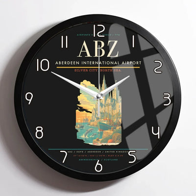 Aberdeen International Airport ABZ Wall-Clock Framed - Black