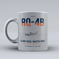 Thumbnail for RQ-4B Global Hawk design on light gray ceramic mug, double-side print