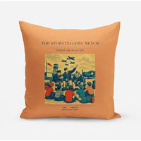 Thumbnail for VINTAGE G4430 - The Storytellers' Bench - Designed Pillows design on orange