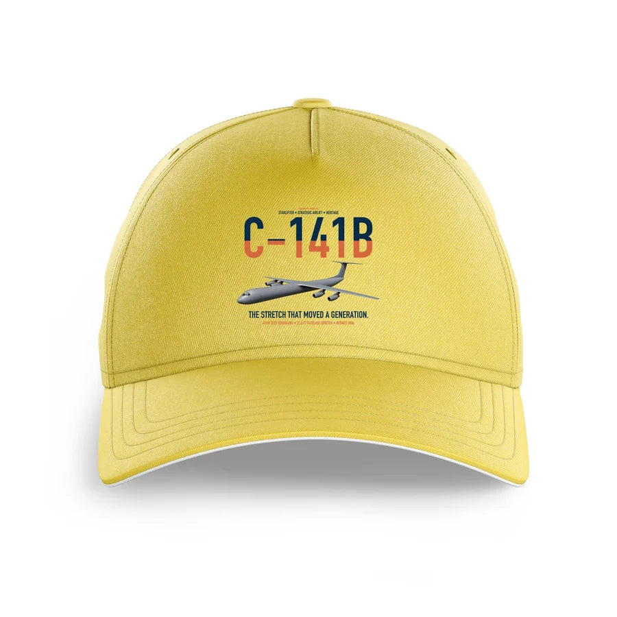 C-141B Starlifter design on yellow printed hat