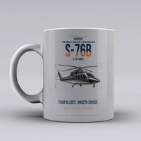 Thumbnail for Sikorsky S-76B design on light gray ceramic mug, double-side print
