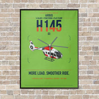 Thumbnail for Airbus H145 D3 vertical canvas print - framed - light green background