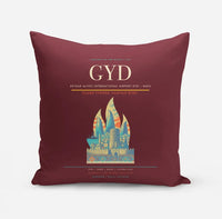 Thumbnail for Heydar Aliyev International Airport (GYD) design on dark red pillow