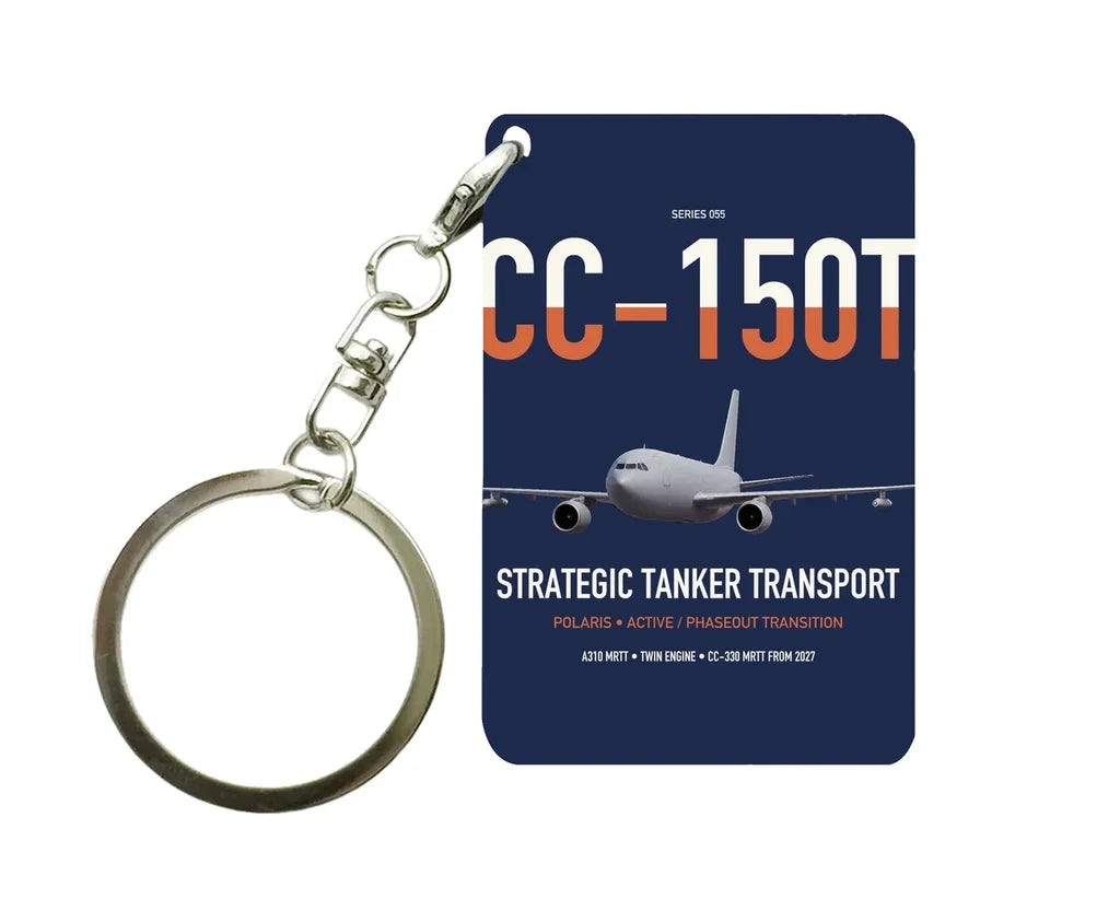 Airbus CC-150T Polaris design on navy blue designed key chain, double-side print