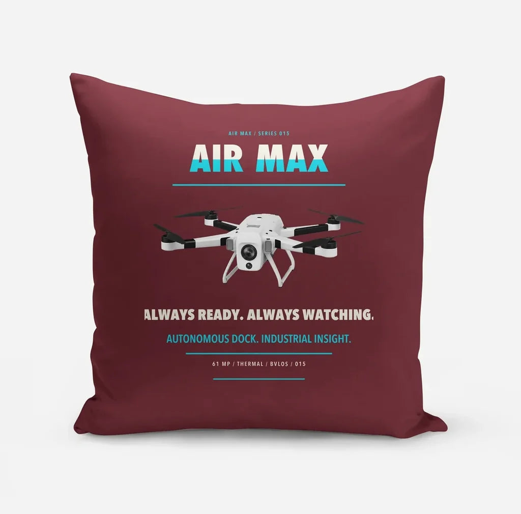 Percepto Air Max design on dark red pillow