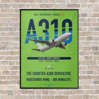 Thumbnail for Airbus A310-300 vertical canvas print - framed - light green background