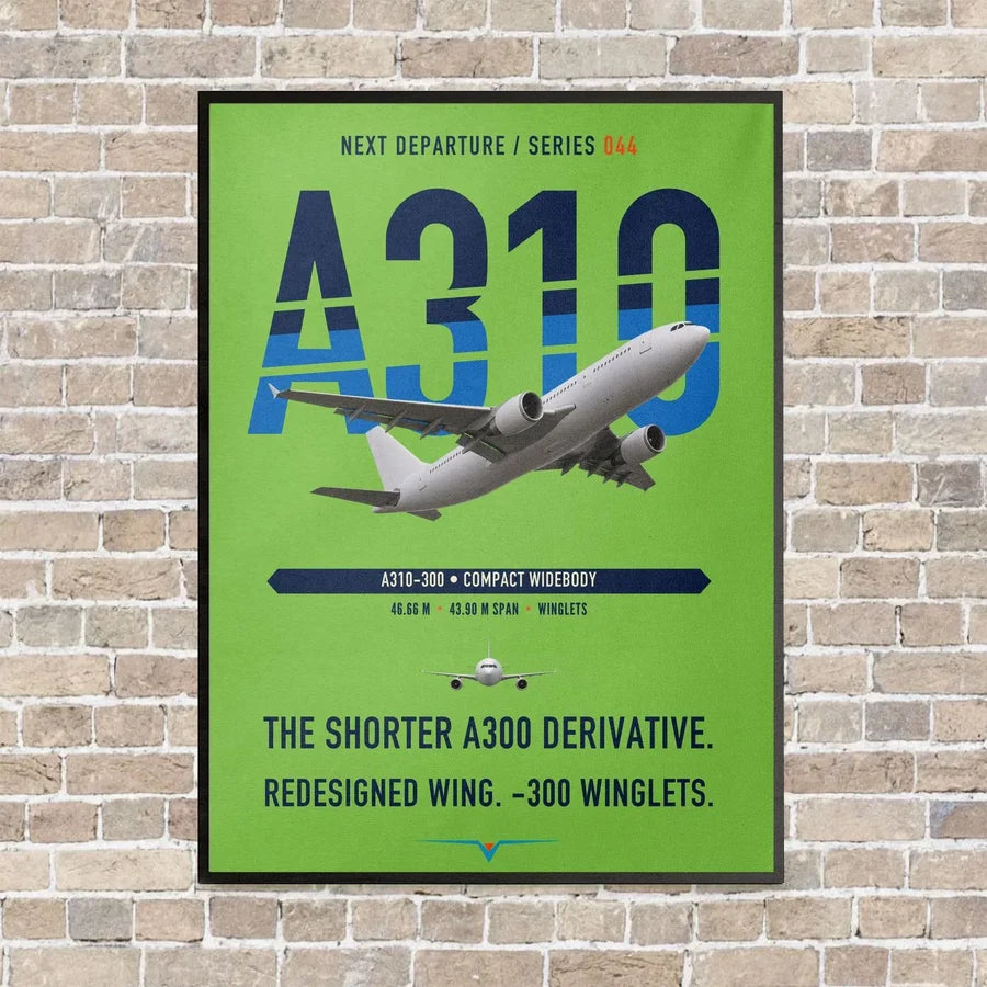 Airbus A310-300 vertical canvas print - framed - light green background