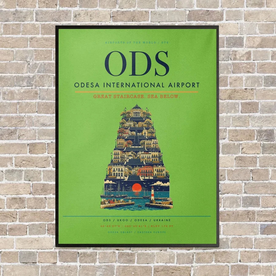 Odesa International Airport ODS - Canvas Framed - Light Green