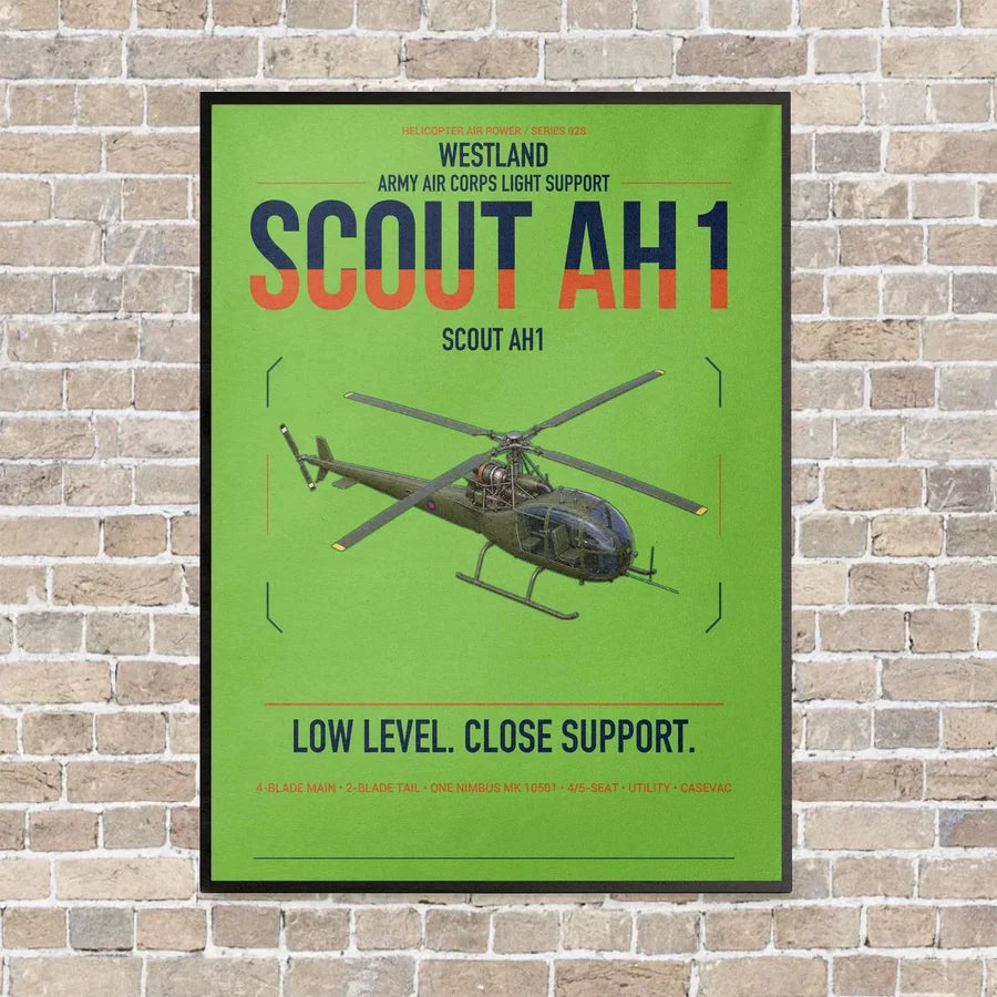 Westland Scout AH1 vertical canvas print - framed - light green background
