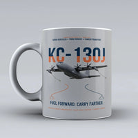Thumbnail for KC-130J SUPER HERCULES design on light gray ceramic mug, double-side print