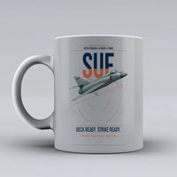 Thumbnail for Dassault Super Étendard design on light gray ceramic mug, double-side print