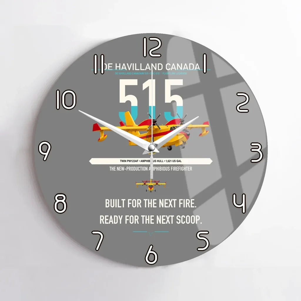 De Havilland Canadair 515 design on gray no frame wall clock