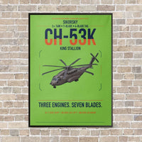 Thumbnail for Sikorsky CH-53K King Stallion vertical canvas print - framed - light green background