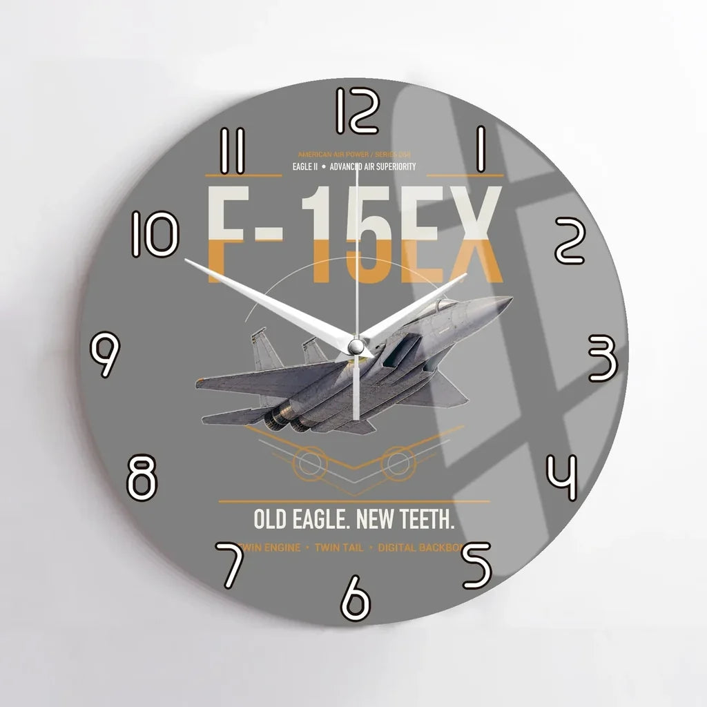 F-15EX Eagle II design on gray no frame wall clock