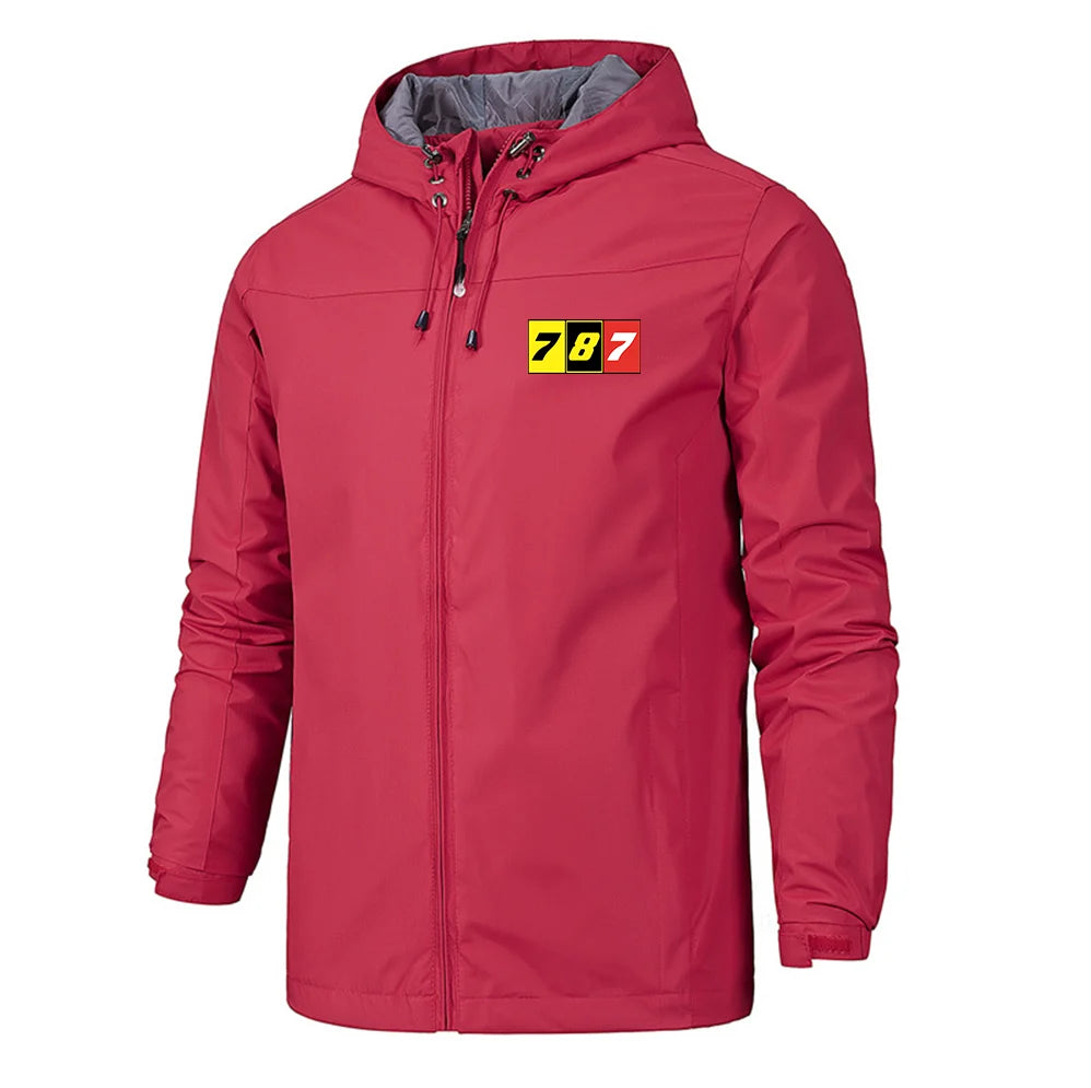 Flat Colourful 787 Designed Rain Jackets & Windbreakers - view 12