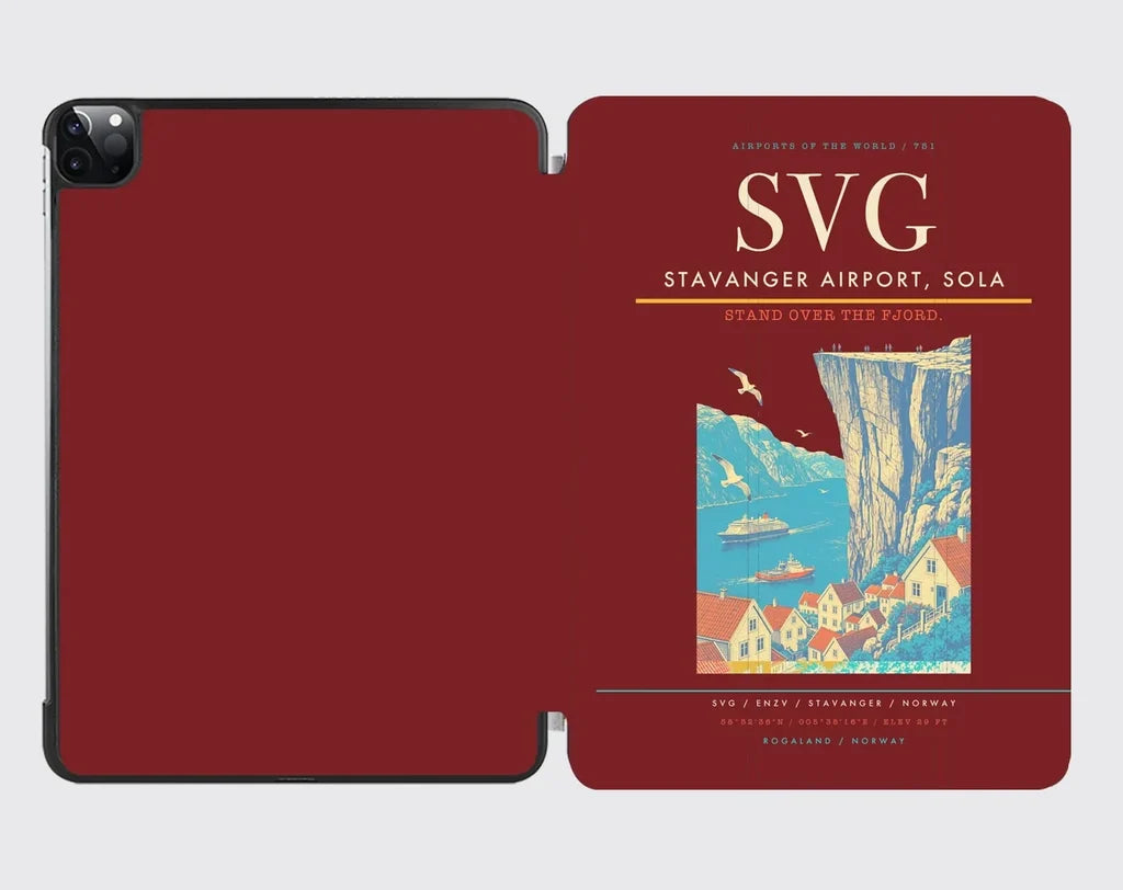 Stavanger Airport, Sola (SVG) design on dark red ipad tablet case