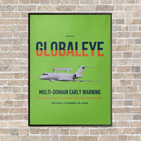 Thumbnail for Saab GlobalEye vertical canvas print - framed - light green background