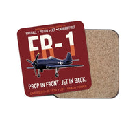 Thumbnail for FR-1 Fireball Prop in Front Jet in Back design on dark red 1 piece coaster