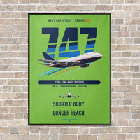 Thumbnail for Boeing 747SP vertical canvas print - framed - light green background