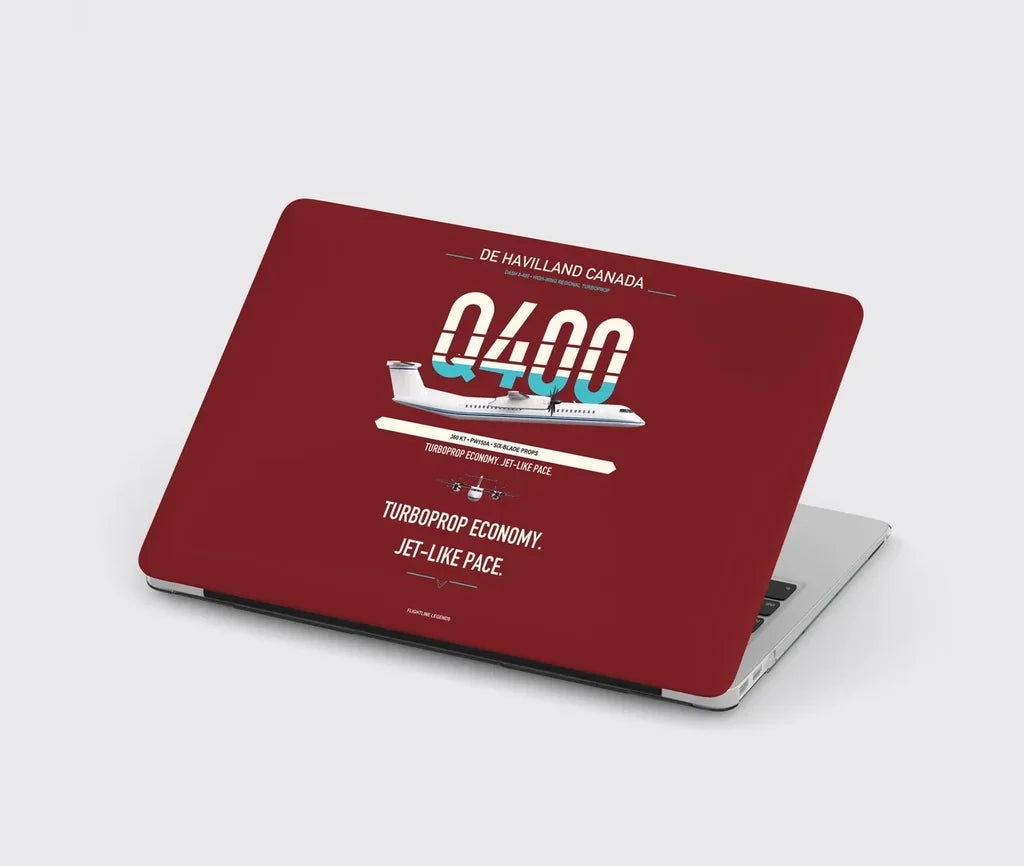 De Havilland Dash 8-400 design on dark red MacBook case