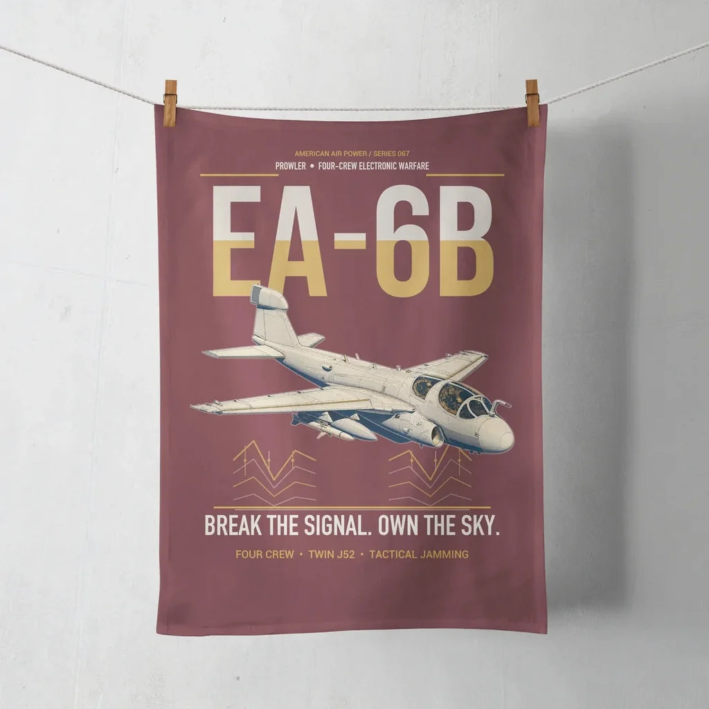 EA-6B Prowler design on dark red towel