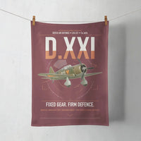 Thumbnail for Fokker D.XXI — Dutch LVA aircraft 221 design on dark red towel