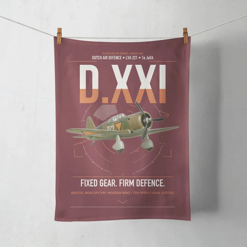 Fokker D.XXI — Dutch LVA aircraft 221 design on dark red towel