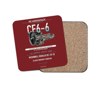 Thumbnail for CF6-6 design on dark red 1 piece coaster