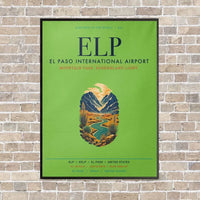 Thumbnail for El Paso International Airport ELP vertical canvas print - framed - light green background