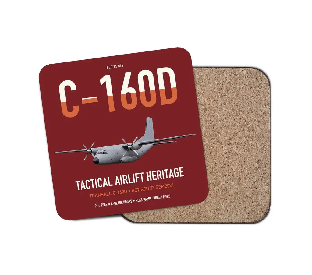 Transall C-160D design on dark red 1 piece coaster