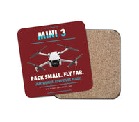 Thumbnail for DJI Mini 3 design on dark red 1 piece coaster