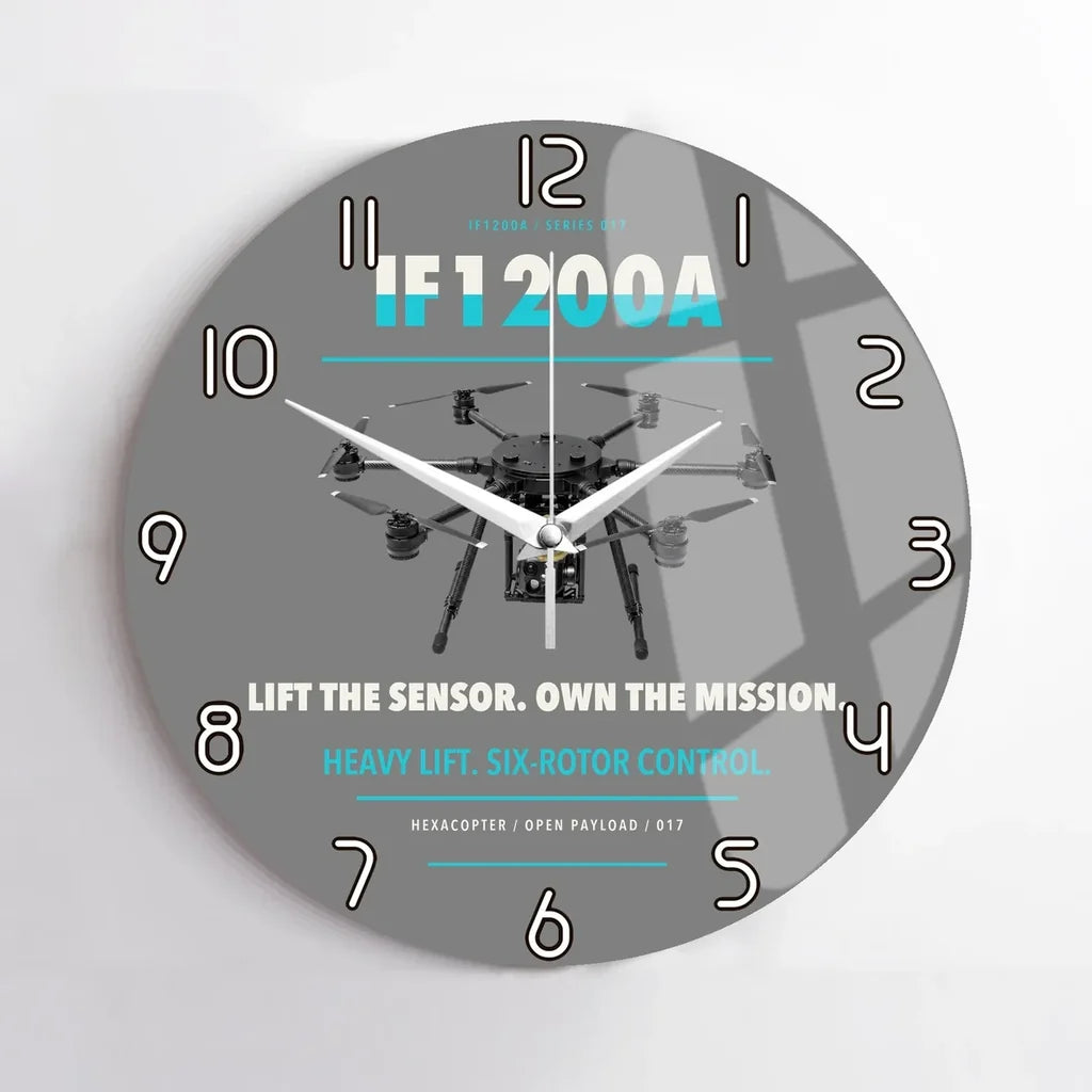 Inspired Flight IF1200A design on gray no frame wall clock