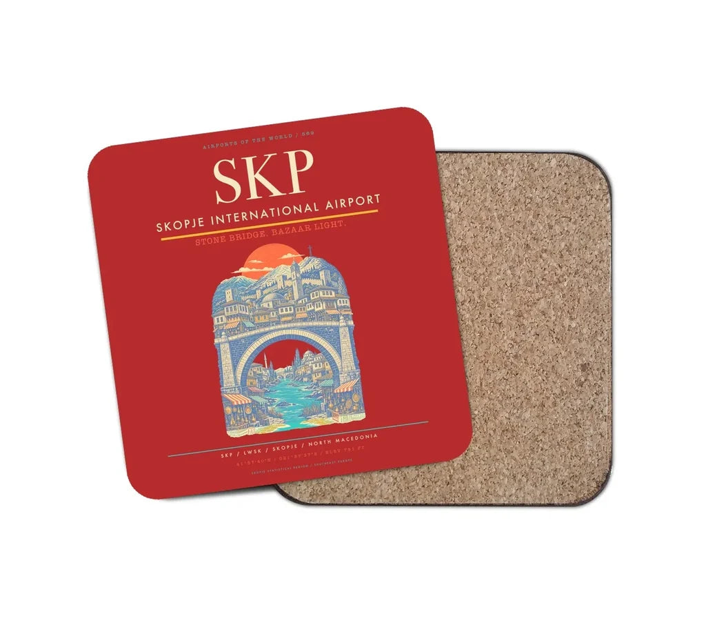 Skopje International Airport SKP Coaster 1-Piece - Red