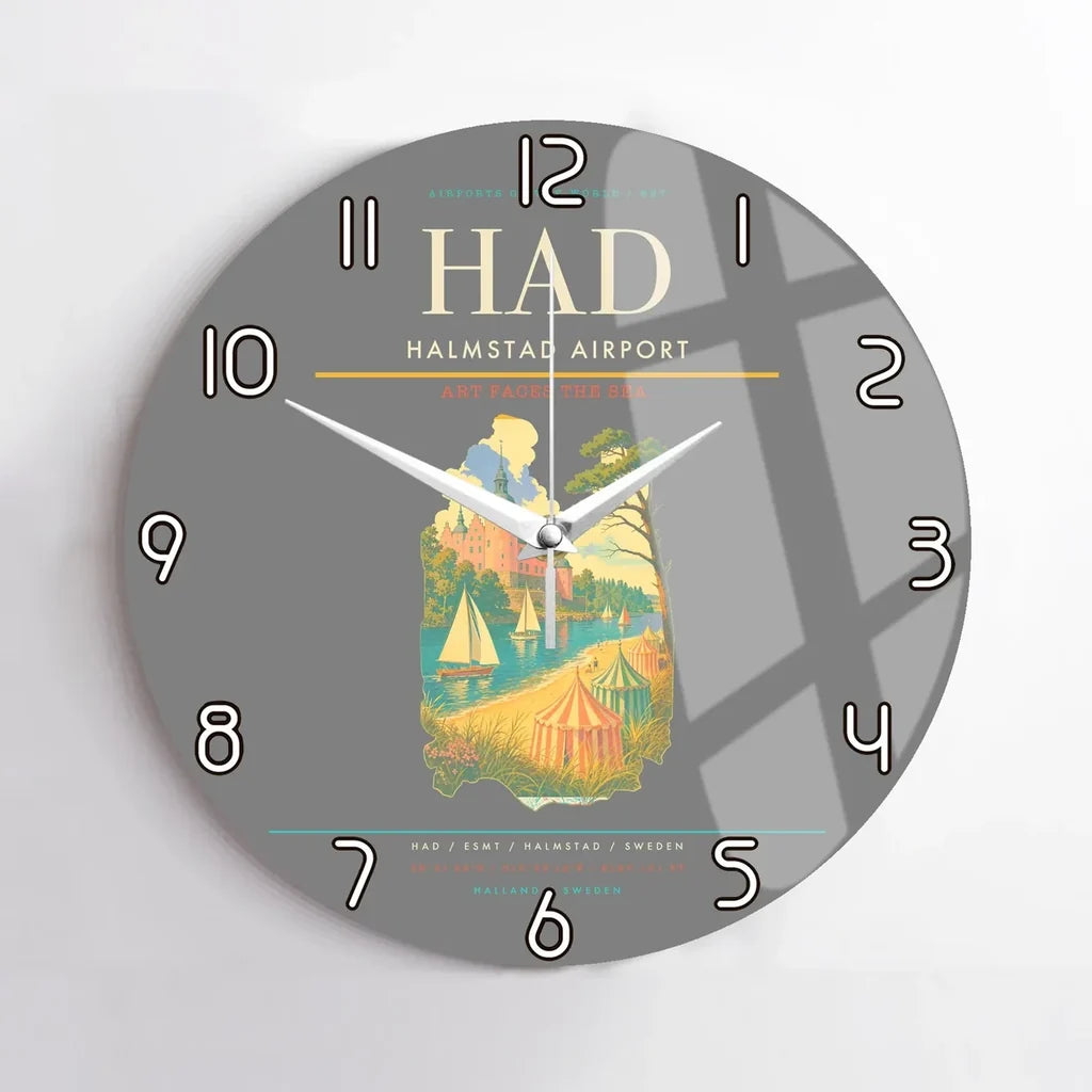 Halmstad Airport (HAD) design on gray no frame wall clock