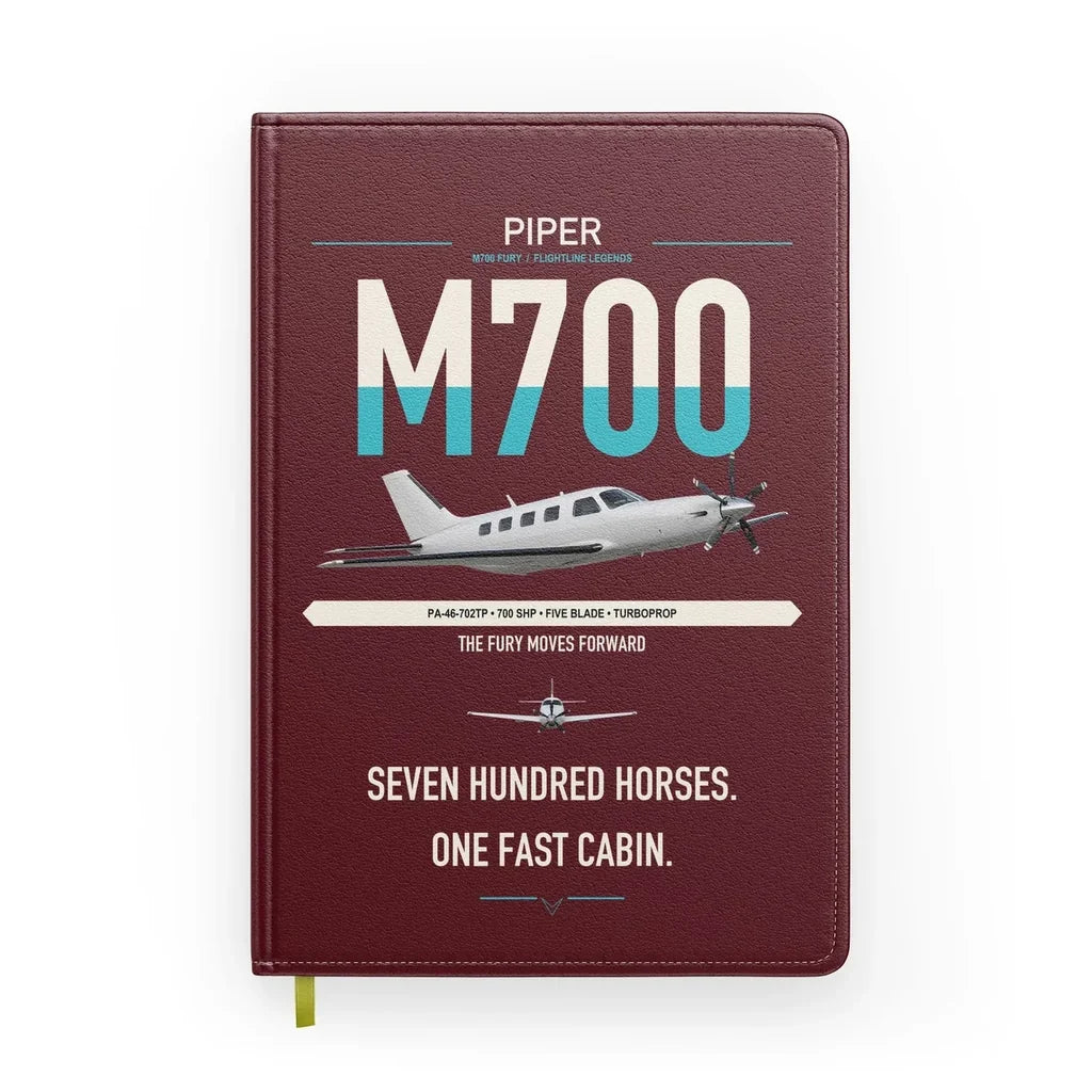 Piper M700 Fury design on dark red notebook
