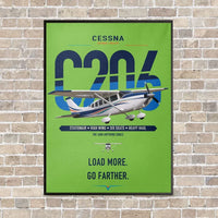 Thumbnail for Cessna 206 Stationair vertical canvas print - framed - light green background