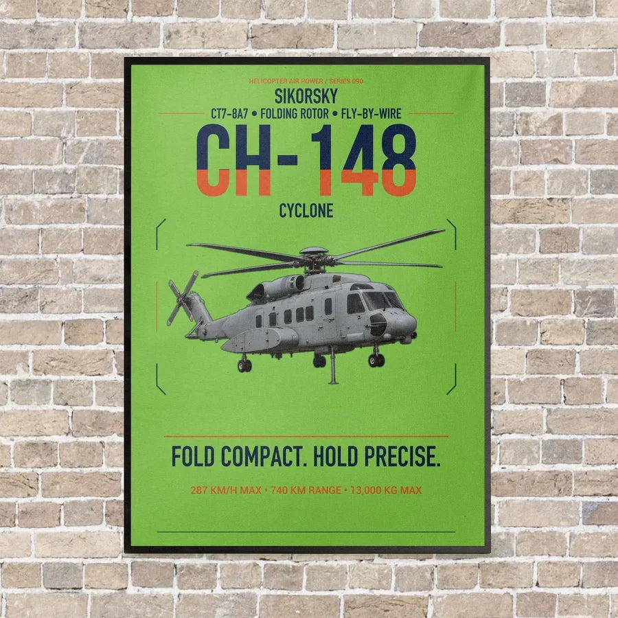 Sikorsky CH-148 Cyclone vertical canvas print - framed - light green background