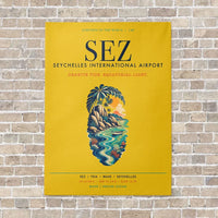 Thumbnail for Seychelles International Airport SEZ vertical canvas print - no frame - yellow background