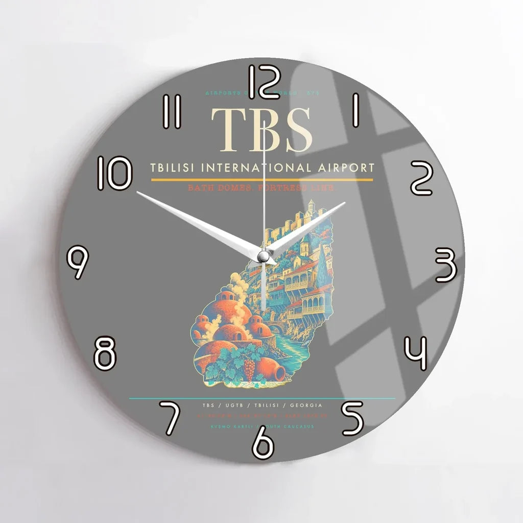 Tbilisi International Airport (TBS) design on gray no frame wall clock