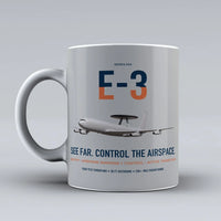 Thumbnail for E-3 Sentry AWACS design on light gray ceramic mug, double-side print