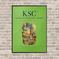 Thumbnail for Košice International Airport KSC vertical canvas print - framed - light green background