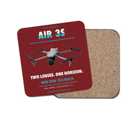Thumbnail for DJI Air 3S design on dark red 1 piece coaster
