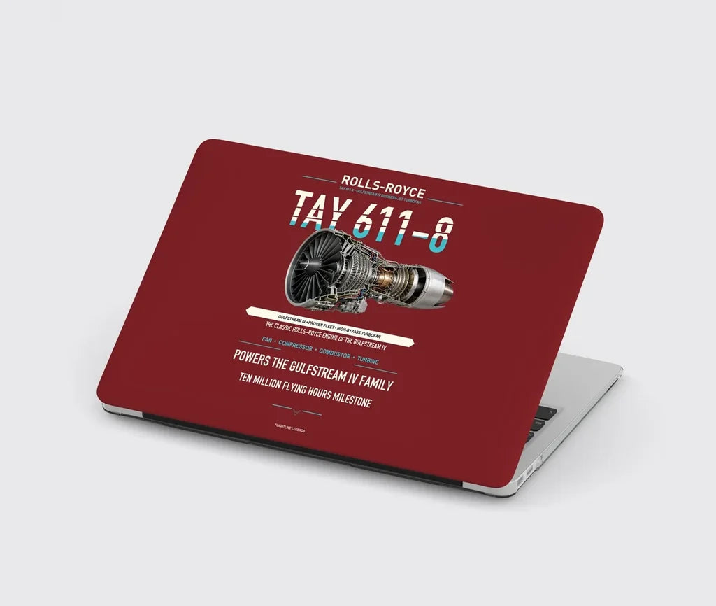 TAY 611-8 design on dark red MacBook case
