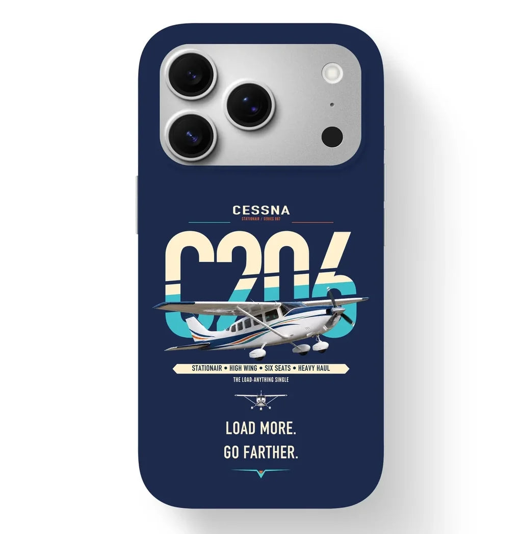 Cessna 206 Stationair design on navy blue magsafe iphone case, for iPhone 17 Pro